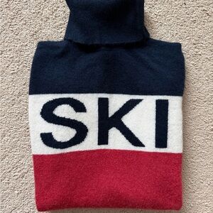 360 Cashmere “Ski” Navy and Red Turtleneck Sweater